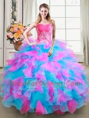 Custom Made Floor Length Multi-color Quinceanera Dresses Sweetheart Sleeveless Zipper