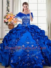 Top Selling Organza and Taffeta Sleeveless Floor Length Ball Gown Prom Dress and Beading and Embroidery and Pick Ups