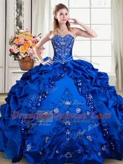 Top Selling Organza and Taffeta Sleeveless Floor Length Ball Gown Prom Dress and Beading and Embroidery and Pick Ups