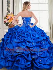 Top Selling Organza and Taffeta Sleeveless Floor Length Ball Gown Prom Dress and Beading and Embroidery and Pick Ups