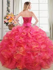 Organza Sweetheart Sleeveless Lace Up Beading and Ruffles Vestidos de Quinceanera in Multi-color