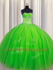 Fitting Sweetheart Sleeveless Lace Up 15th Birthday Dress Tulle