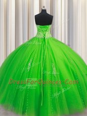 Fitting Sweetheart Sleeveless Lace Up 15th Birthday Dress Tulle