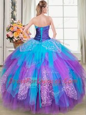 Ball Gowns Quinceanera Gowns Multi-color Sweetheart Tulle Sleeveless Floor Length Lace Up