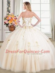 Colorful Sweetheart Sleeveless 15 Quinceanera Dress Floor Length Beading Champagne Tulle