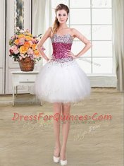 Cute Four Piece White Lace Up Sweetheart Beading Quinceanera Gowns Tulle Sleeveless