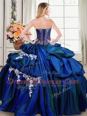 Eye-catching Royal Blue Sleeveless Floor Length Beading and Appliques and Pick Ups Lace Up Quinceanera Dresses