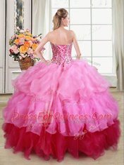 Admirable Sleeveless Ruffles and Sequins Lace Up Sweet 16 Dress