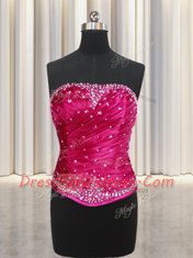 Custom Made Four Piece Sleeveless Organza Floor Length Lace Up Sweet 16 Dress in Burgundy with Beading and Ruffles