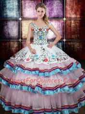 Straps Multi-color Sleeveless Floor Length Beading and Embroidery Lace Up Sweet 16 Dress
