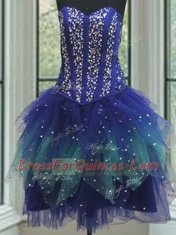 High Quality Three Piece Multi-color Ball Gowns Tulle Sweetheart Sleeveless Beading and Ruffles Floor Length Lace Up Quinceanera Gown