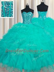 Sleeveless Lace Up Floor Length Beading and Ruffles 15th Birthday Dress Sleeveless Lace Up Floor Length Beading and Ruffles 15th Birthday Dress