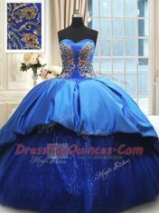 Custom Fit Sleeveless Court Train Beading and Embroidery Lace Up Quince Ball Gowns