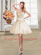 Cheap Four Piece Champagne Sweetheart Neckline Beading Quinceanera Dress Sleeveless Lace Up