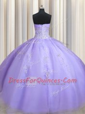 Ball Gowns Sweet 16 Quinceanera Dress Lavender Sweetheart Organza Sleeveless Floor Length Zipper