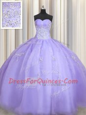 Ball Gowns Sweet 16 Quinceanera Dress Lavender Sweetheart Organza Sleeveless Floor Length Zipper