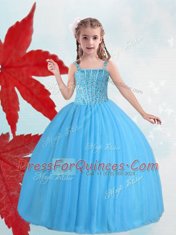 Fantastic Straps Sleeveless Beading Lace Up Little Girl Pageant Dress