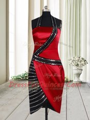 Halter Top Sleeveless Beading Side Zipper Prom Dress