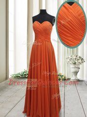 Most Popular Orange Red Prom and For with Ruching Sweetheart Sleeveless Lace Up