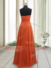Most Popular Orange Red Prom and For with Ruching Sweetheart Sleeveless Lace Up