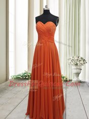 Most Popular Orange Red Prom and For with Ruching Sweetheart Sleeveless Lace Up