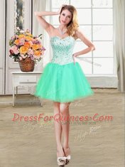 Superior Turquoise Sweetheart Lace Up Beading Prom Gown Sleeveless