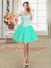 Nice Sleeveless Lace Up Mini Length Beading and Ruffles and Pick Ups Homecoming Dress