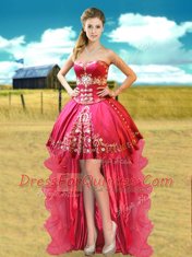 High Low Hot Pink Homecoming Dress Sweetheart Sleeveless Lace Up