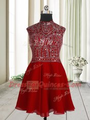 Most Popular Scoop Sleeveless Zipper Mini Length Beading and Sequins