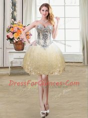 Colorful Tulle and Lace Sleeveless Mini Length Evening Dress and Beading and Lace and Sequins