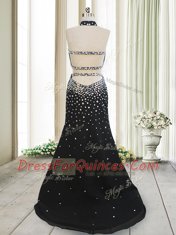 Halter Top Sleeveless Backless Floor Length Beading Evening Dress