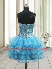 Mini Length Zipper Baby Blue for Prom and Party with Sequins