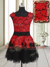 Square Sleeveless Zipper Mini Length Appliques Prom Gown