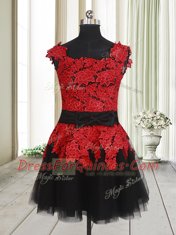 Square Sleeveless Zipper Mini Length Appliques Prom Gown