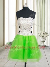 Zipper Prom Dresses Beading and Sequins Sleeveless Mini Length