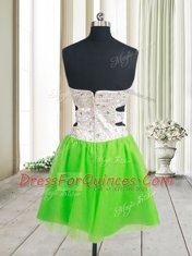 Zipper Prom Dresses Beading and Sequins Sleeveless Mini Length