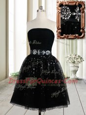 Luxury Black Zipper Dress for Prom Beading and Sequins Sleeveless Mini Length