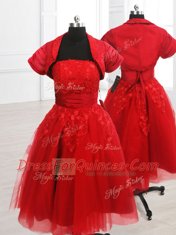Organza Short Sleeves Knee Length Dress for Prom and Embroidery