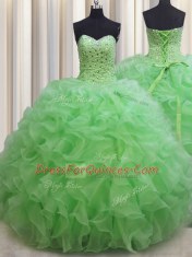 Exceptional Quinceanera Dress Military Ball and Sweet 16 and Quinceanera and For with Beading and Ruffles Sweetheart Sleeveless Lace Up