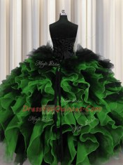 Clearance Multi-color Ball Gown Prom Dress Military Ball and Sweet 16 and Quinceanera and For with Beading and Ruffles Sweetheart Sleeveless Lace Up