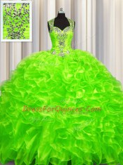 Popular Pick Ups Zipper Up See Through Back Sweetheart Neckline Beading Sweet 16 Dresses Sleeveless Zipper