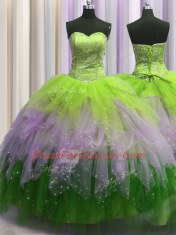 Free and Easy Visible Boning Floor Length Multi-color Sweet 16 Dress Sweetheart Sleeveless Lace Up