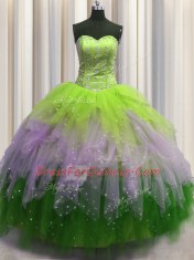 Free and Easy Visible Boning Floor Length Multi-color Sweet 16 Dress Sweetheart Sleeveless Lace Up