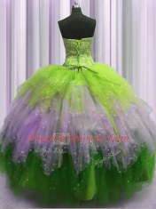 Free and Easy Visible Boning Floor Length Multi-color Sweet 16 Dress Sweetheart Sleeveless Lace Up