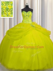 Shining Really Puffy Sweetheart Sleeveless Tulle Vestidos de Quinceanera Beading Lace Up
