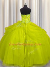 Shining Really Puffy Sweetheart Sleeveless Tulle Vestidos de Quinceanera Beading Lace Up