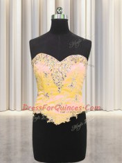 Customized Three Piece Sweetheart Sleeveless Organza Quinceanera Gown Beading and Appliques and Ruffles Lace Up