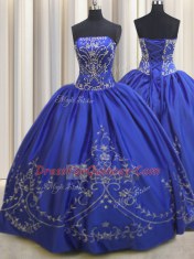 Chiffon Sleeveless Floor Length Quinceanera Gown and Beading and Embroidery
