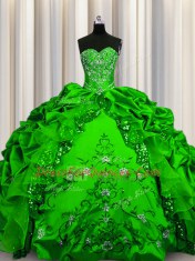 Wonderful Sequins Sleeveless Floor Length Beading and Embroidery and Ruffles and Pick Ups Lace Up Quince Ball Gowns