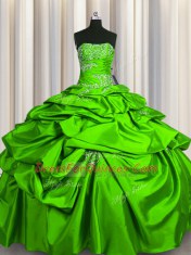 Perfect Sleeveless Floor Length Beading and Pick Ups Lace Up Sweet 16 Dresses with